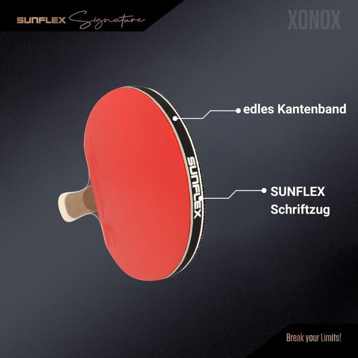 Sunflex ITTF Сертифікована професійна ракетка для настільного тенісу Signature Line з високоякісного дерева, турнірне покриття, для досвідчених гравців і змагального рівня, у магнітній коробці Xonox