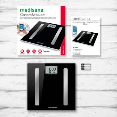 Medisana BS A45 Connect – електронна ваги-аналізатор тіла до 180 кг, для вимірювання жиру, води, м'язової та кісткової маси, з додатком для аналізу