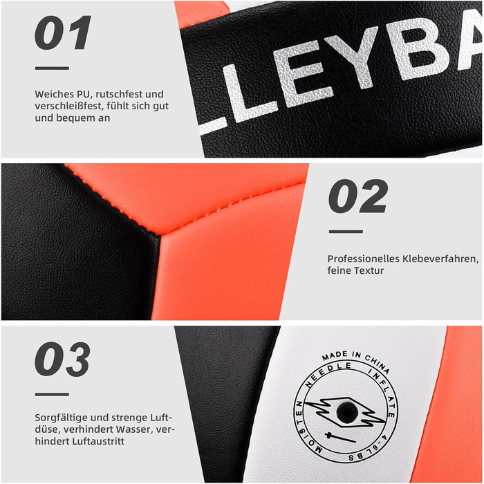 Волейбольний м'яч Dakapal 5, для залу та пляжу, м'який, для початківців, підлітків та дорослих (без насоса). Оранжевий