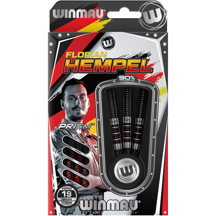 Дротики для дартсу WINMAU Soft Flo Hempel 21г NT90% чорні