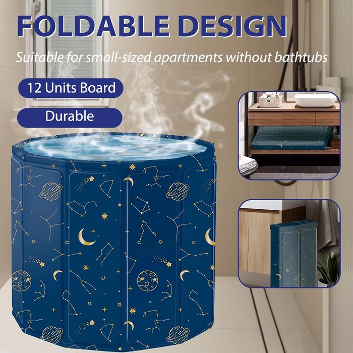 Складана портативна ванна для дорослих STARBRIIANT (80x66 см) — крижана ванна для відновлення м'язів, SPA та спортивників, розмір L