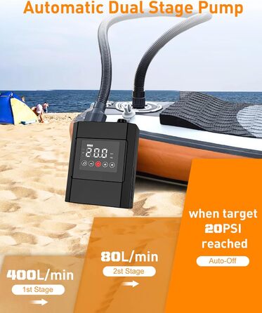 Електричний надувний насос SUP з акумулятором 12000mAh, 20 PSI, для SUP-дошок, човнів, каяків, кайтсерфінгу