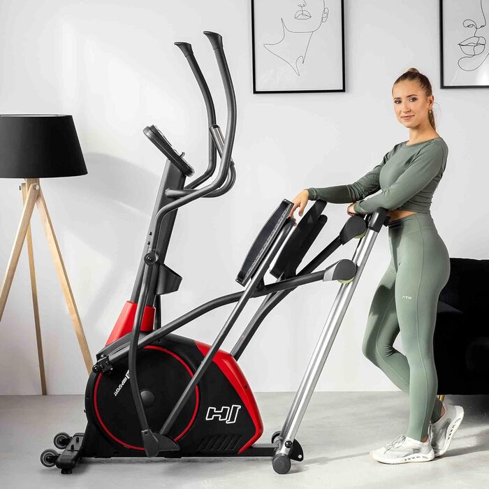 Еліптичний тренажер Hop-Sport HS-095CF з підкладкою, 30 кг маховик, максимальна вага користувача 135 кг, чорний