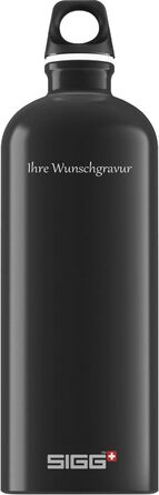 Алюмінієва пляшка для води SIGG Traveller 1 л, чорна, з індивідуальним гравіюванням і іменем