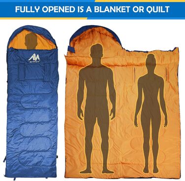 Спальний мішок Outdoor Deckenschlafsack Koppelbar, 5-15°C, 220x80 см для дорослих. Підходить для кемпінгу, трекінгу, риболовлі, подорожей. Водонепроникний, 3-сезонний, з можливістю з'єднання. Ліва блискавка.