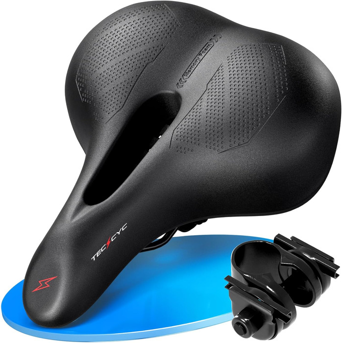Велосипедне сідло TECHCYC з Memory Foam: комфортне, дихаюче, амортизуюче. Ергономічне сідло з підвіскою для чоловіків та жінок, 3 варіанти виконання (City)
