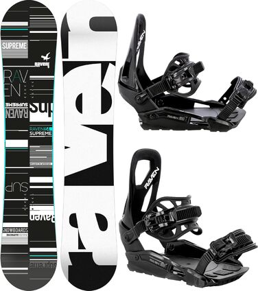 Комплект для сноуборду: сноуборд Raven Supr Black/Mint 151 см + кріплення Raven s230 Black S/M, для чоловіків, преміум-якість