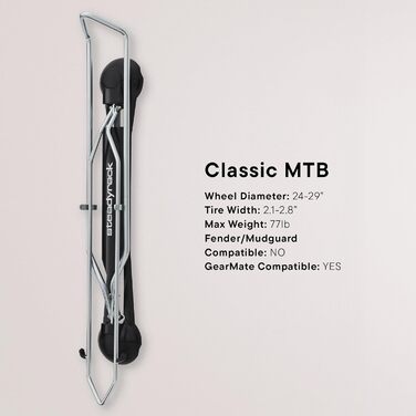 Тримач для велосипеда Steadyrack – поворотна настінна підставка для гірських велосипедів, витримує 35 кг, для коліс 20'-29' та шин 2.1'-2.8', складана настінна монтаж для економії місця, хром