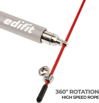 Стрибкове канат Edifit для фітнесу та боксу, 3 метри, регульована ручка 165 мм (червоний та сірий)