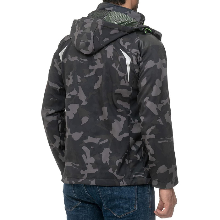 Чоловіча куртка Geographica Norway Softshell, функціональна, для активного відпочинку та походів, дихаюча, чорно-зелена камуфляжна (03)