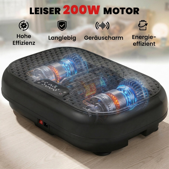 Віброплатформа з 120 рівнями інтенсивності, 5 програмами, пультом дистанційного керування та LED-дисплеєм для нарощування м'язової маси, чорного кольору