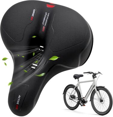Зручний велосипедний сідло з амортизацією та дихаючим матеріалом. Потовщене та широке сідло для велосипеда з світловідбиваючим дизайном для нічних поїздок