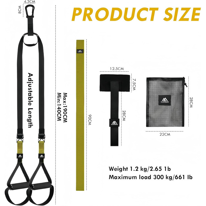 Шкіряний тренажер Schlingentrainer Flintronic для всього тіла, комплект для дому (чорний/зелений)