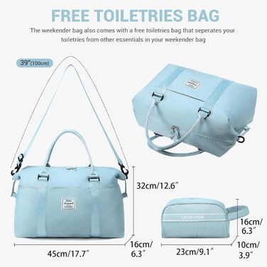 Спортивна сумка LOVEVOOK для жінок: водонепроникна дорожня сумка-мішок, 30L, світло-блакитна