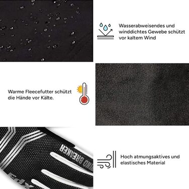 Зимові велорукавички FDX з повним пальцем, дихаючі, водовідштовхувальні, вітронепроникні, з гелевою підкладкою, сумісні з сенсорними екранами, неслизькі, теплі – ідеальні для MTB, шосе, їзди на велосипеді та бігу. Чорний/Білий S