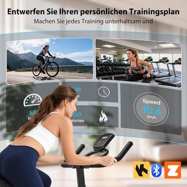 Велотренажер Wenoker з регульованим магнітним опором, ергометр, фітнес-велосипед з LCD-монітором, тримачем для планшета, Bluetooth, для дому, до 160 кг, блакитний