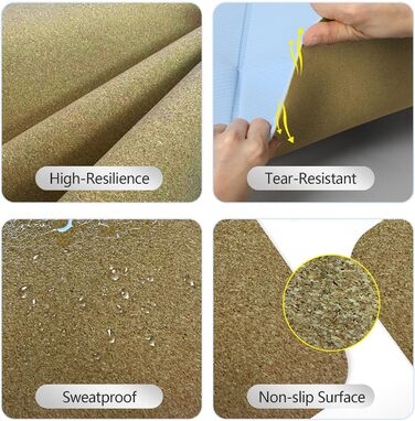 Килимок для йоги Enssy Reise, складаний, компактний, 173x61 см, 0.4 см, з сумкою, легкий дизайн для пілатесу (Kork-Lotus Centerline 2)