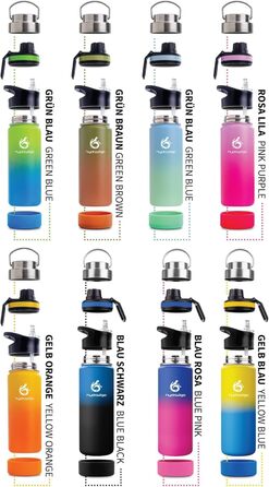 Дитяча термос-пляшка з нержавіючої сталі, 530 мл, BPA-free, для школи, спорту та подорожей, 3 кришки, зберігає тепло до 12 годин, холод до 24 годин (Passion)