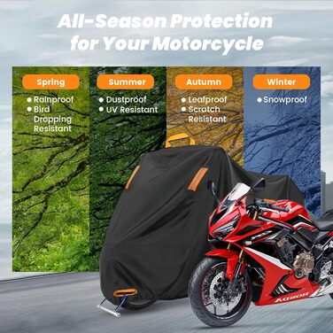 Захисний чохол для мотоцикла Motorrad 4XL, 295x110x140 см, водонепроникний, UV-стійкий, для зберігання на вулиці