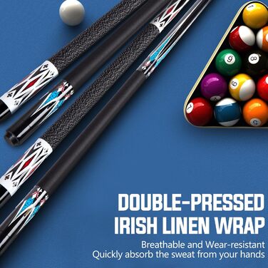 Більярдний кий Sinsilvie 58 дюймів (19/20 oz) з наконечником 13 мм, чорний/білий, для чоловіків та жінок