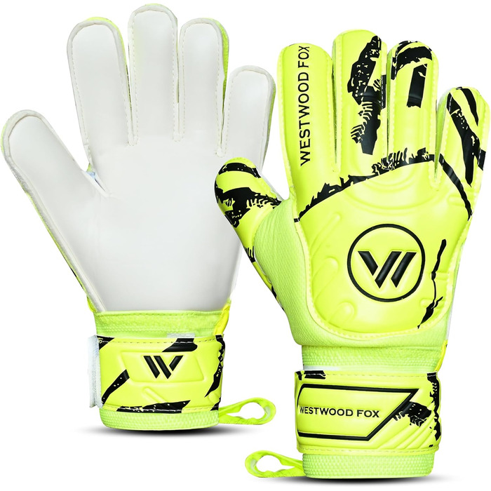 Воротарські рукавички WESTWOOD FOX Fingersave для дітей та підлітків. DumboLatex, 4+3 мм, GELB-WEIß, розмір 6 (8-10 років)