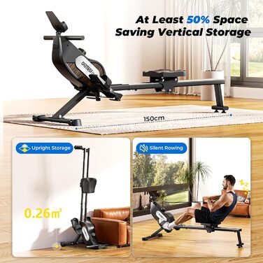 ONETWOFIT: Велоергометр для дому, складаний Pro, степер, тренажер, крос-тренажер, 16 рівнів опору, максимальне навантаження 160 кг, сумісний з додатком, чорний