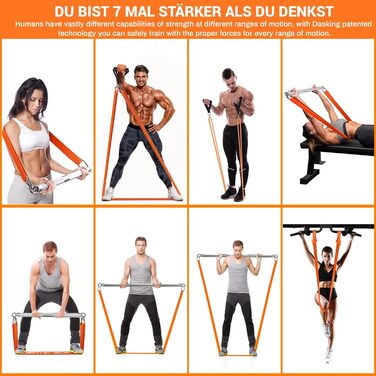 Набір еластичних стрічок DASKING для силових тренувань з штангою, фітнес-стрічки з відстібною штангою 98 см, набори для фітнесу вдома, обладнання для домашнього спортзалу