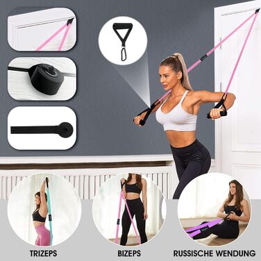 Набір з 3 еластичних стрічок для фітнесу - для м'язів, йоги, пілатесу - сині, рожеві, фіолетові - з сумкою