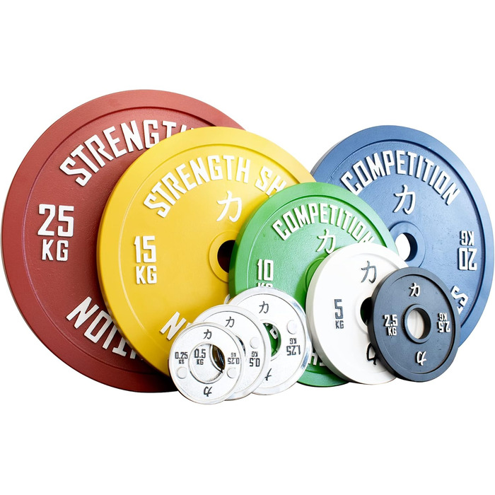 Калібровані олімпійські диски Strengthshop, 2 x 25 кг, багатоколірні, 50,5 мм, вага ±10 г