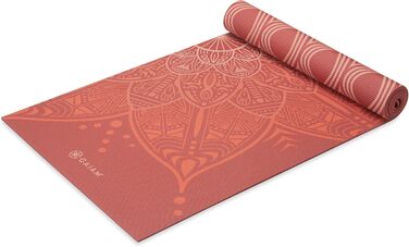 Килимок для йоги Gaiam Premium 6 мм з двостороннім малюнком, двошаровий, нековзний, для йоги, пілатесу та вправ на підлозі (172,7 x 61 x 6 мм), з малюнком квіти