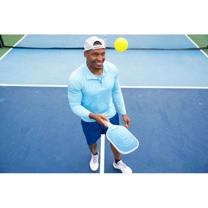 Gamma Rainmaker Плескальна ракетка для піклболу – легка, велика зона удару, поверхня з мікроперлинного карбону для більшого обертання та контролю, регульована вага, 16 мм, 6 кольорів (16 мм, блакитний)