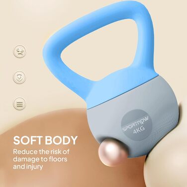 Гантель SPORTNOW Soft Kettlebell 4/6/8/10/12 кг з нековзким руків'ям для фітнесу та силових тренувань вдома