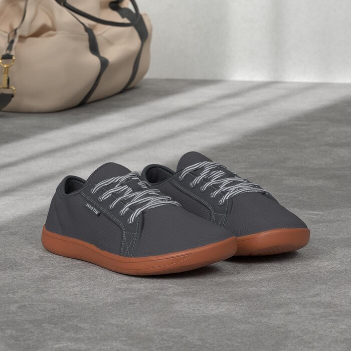 WHITIN Унісекс Шкарпетки-туфлі з широким носком | Мінімалістичні шкарпетки-туфлі з підошвою Zero-Drop (38 EU, Сірий гумовий)