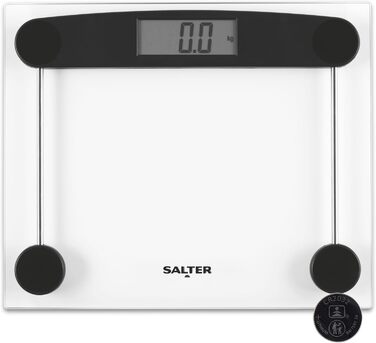 Електронна вага Salter 9208 BK3R для ванної з гартованого скла, цифрова персональна вага, дисплей з великими цифрами, точність 50 г, гарантія 15 років, розмір 300x250 мм