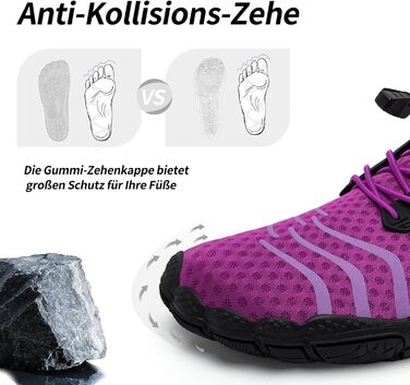 Водні шкарпетки WateLves: чоловічі та жіночі, для плавання, трейлраннінгу та фітнесу, швидко сохнуть, з неслизькою підошвою, широка носова частина, білі, помаранчеві (фіолетові, 39 EU)