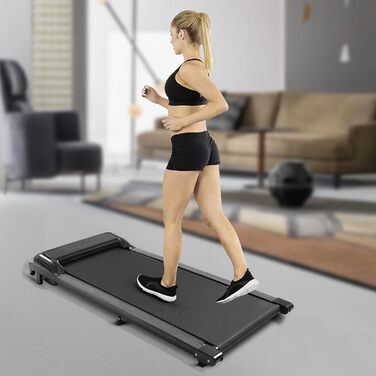 Доріжка Walking Pad для ходьби під стіл, компактна бігова доріжка для дому та офісу з LCD-дисплеєм і пультом, чорна