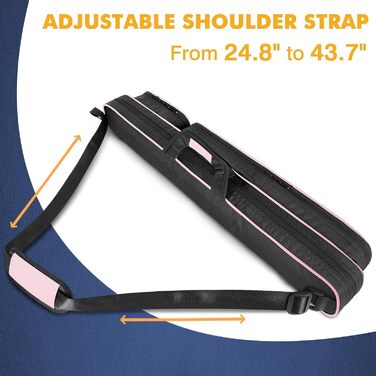 Чохол для більярдної кули (2x2) на 2 кули з кишенями на блискавці для аксесуарів, міцний, поліестер, з плечовим ременем та ручкою, м'який, для жінок та чоловіків (Рожевий/Чорний)