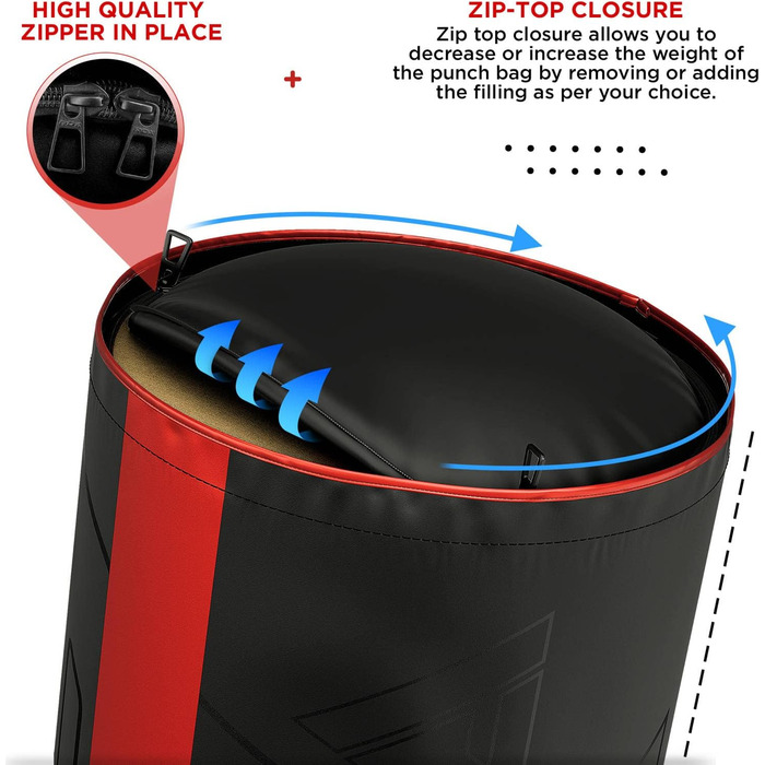 Боксерський мішок RDX 12 кг з рукавичками та крутильним мотузкою, 60 см, для дітей. Ідеально для боксу, кікбоксингу, MMA, муай-тай, карате. Боксерський мішок з натуральної шкіри Maya Hide для хлопчиків та дівчаток (червоний)