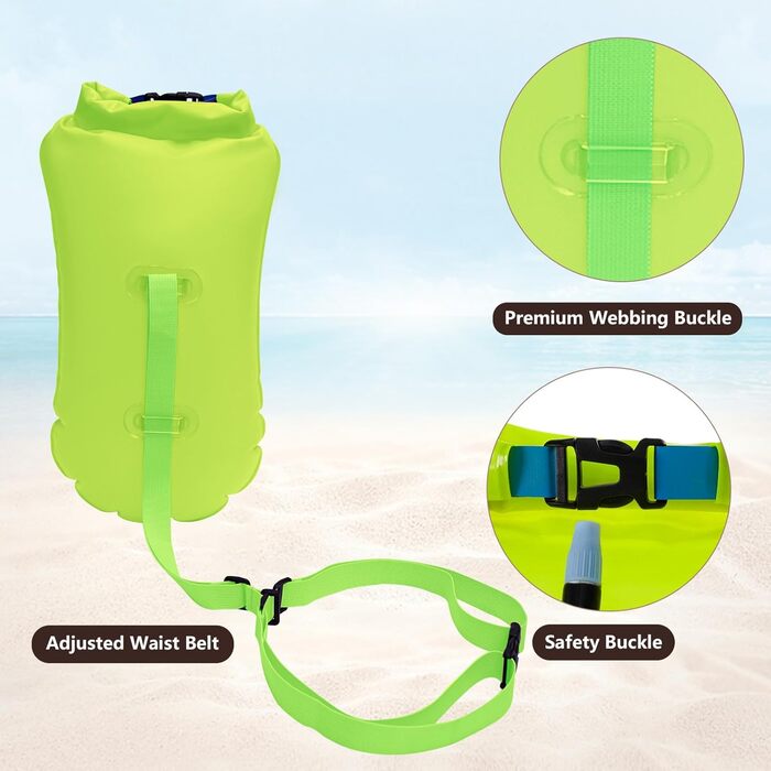 Надувна плавуча шийка 20L для дорослих та дітей - безпечний плавальний засіб для відкритих вод та триатлону (жовтий)
