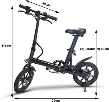 Складаний електровелосипед 14 дюймів з акумулятором 36V 6Ah, портативний E-Bike з дальністю до 25 км для чоловіків і жінок, для міських поїздок