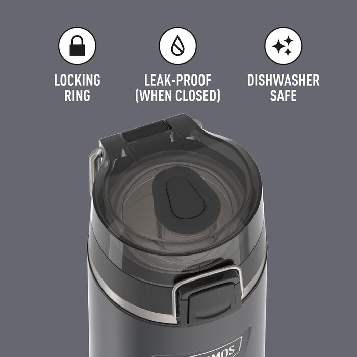 Термосова пляшка для води THERMOS ICON 530 мл, граніт, нержавіюча сталь, вакуумна ізоляція, з кришкою та носиком