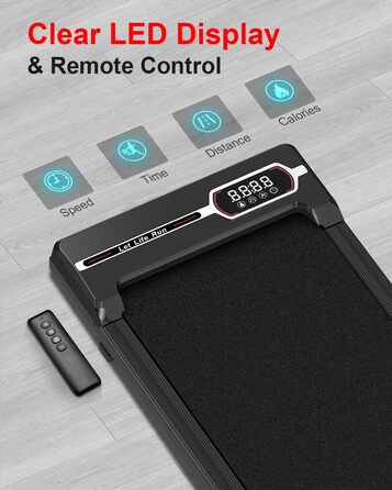 Walking Pad Dskeuzeew 2 в 1 - біговий килимок для дому, електричний, з LED-дисплеєм та пультом керування, чорний