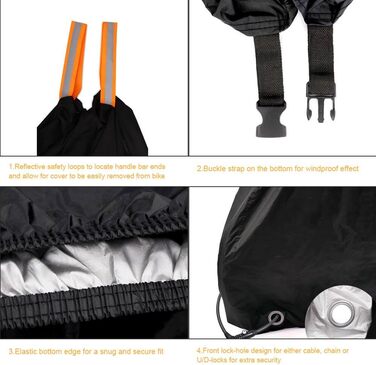 Водонепроникний чохол для велосипеда Toptrek з оксфордської тканини, 200 x 110 x 70 см, з мішком