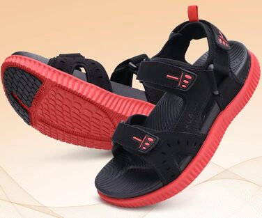 Чоловічі сандалі KuaiLu для трекінгу та відпочинку: ортопедичні, зручні, літні, пляжні, чорно-червоні, розмір 45 EU