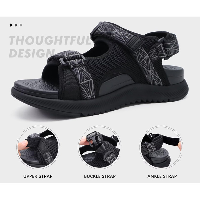 Чоловічі сандалі OncaI Wandersandalen для пляжу та спорту, чорні, розмір 44 EU