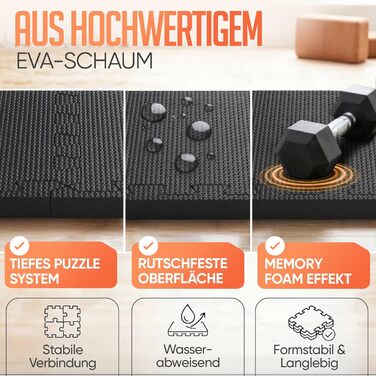 Фітнес-килимок Puzzle Anthracite 1.67 м² (18 матів) + Антиковзкий килимок в подарунок | Килимок для спорту, гімнастики, тренувань