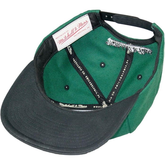 Кепка Mitchell & Ness 2 Tone Box Logo Snapback з плоским козирком, темно-зелений/чорний, універсальний розмір