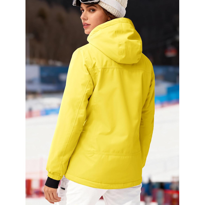 Жіноча водонепроникна куртка для катання на лижах FREE SOLDIER з флісовою підкладкою та капюшоном. Тепла зимова куртка-дощовик XXL, кремовий/жовтий колір