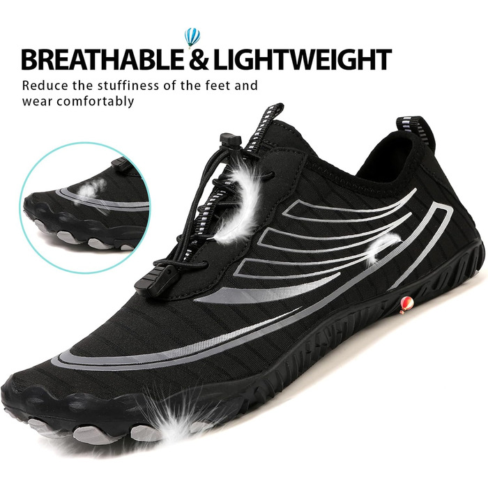 Чоботи для плавання та серфінгу для чоловіків та жінок, дихаючі, швидковисихаючі, антиковзаючі, розмір 36-47, колір чорний