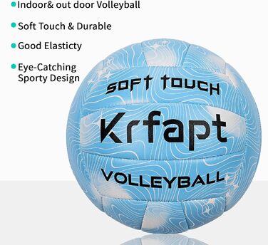 Волейбольний м'яч Krfapt розмір 5, офіційний, Soft Touch, для тренувань, Outdoor/Indoor, водонепроникний, з дизайном Ripples (Blue/Purple/Pink)